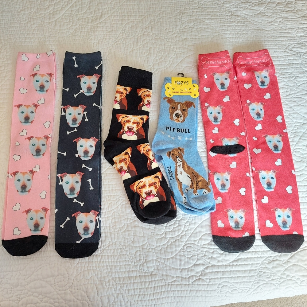 Unisex 6 Pairs Used And New With Tags I Heart Pitbull Socks Foozy And Unbranded